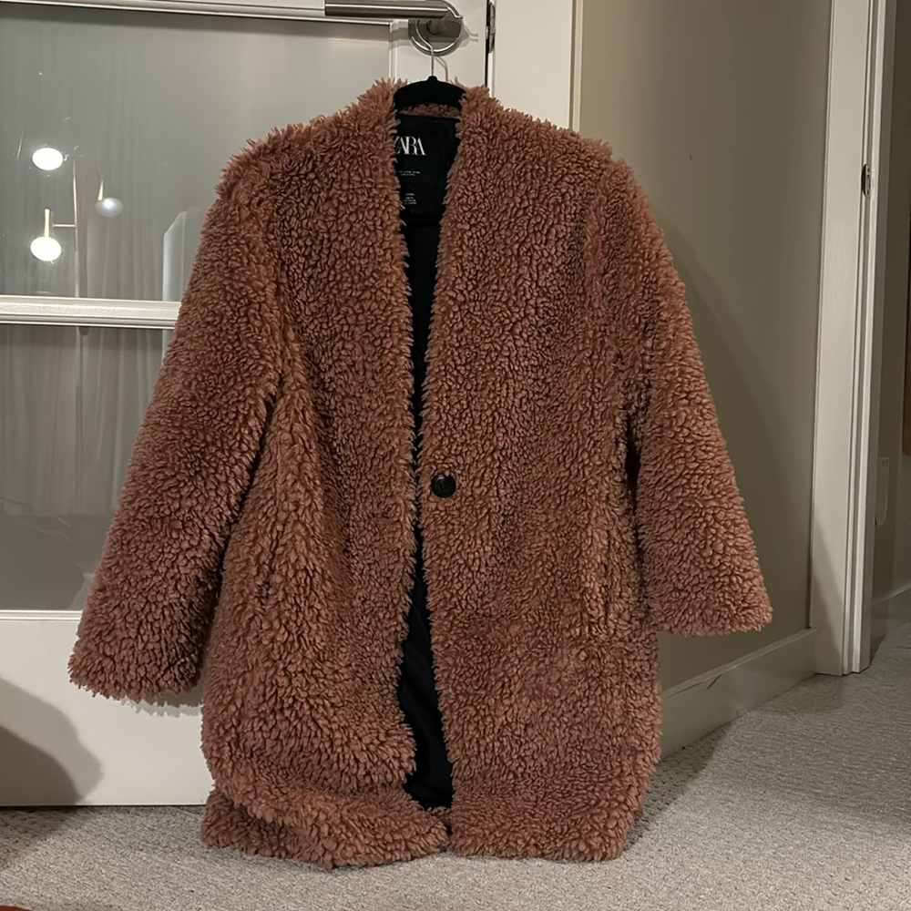 Zara teddy mid length coat